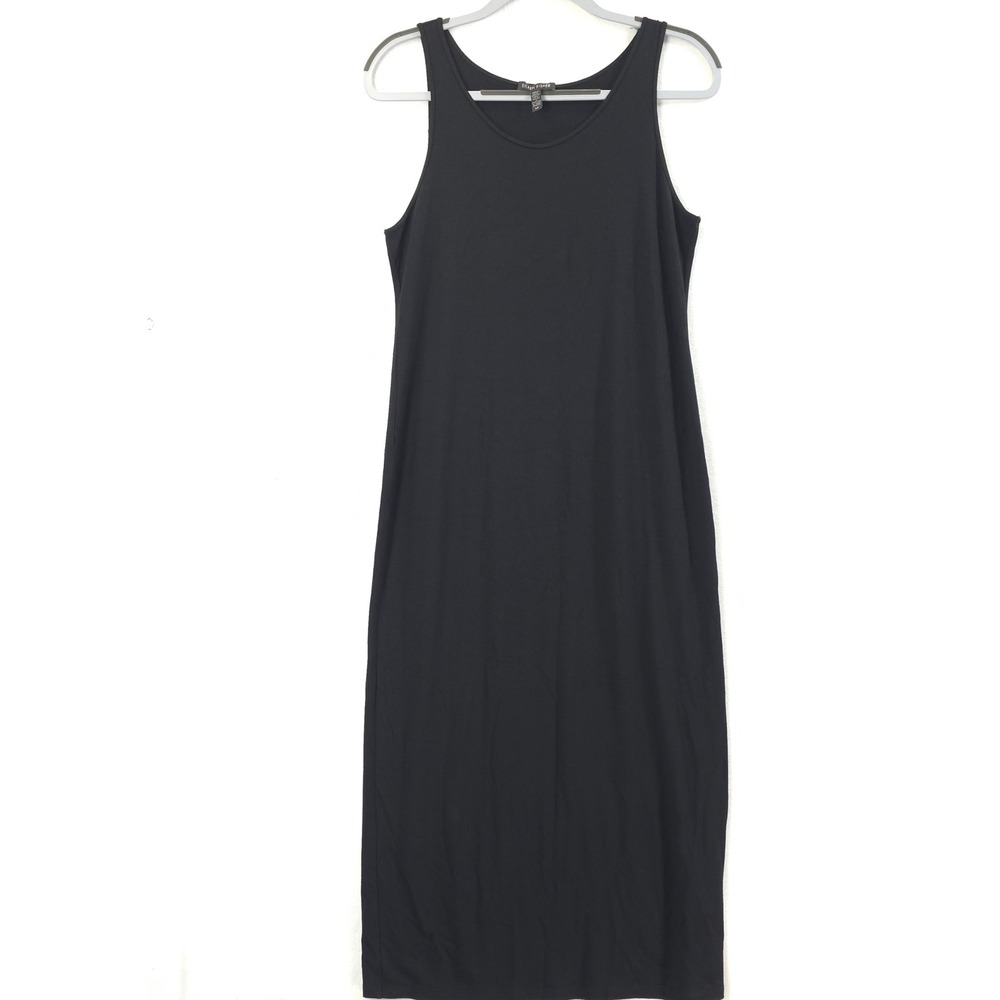 Eileen Fisher Tank Midi Dress Sleeveless Black Women S Minimalist Lagenlook
